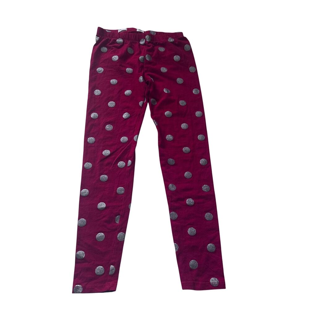 Gap Red Metallic Silver Dot Holiday Leggings - Size 8